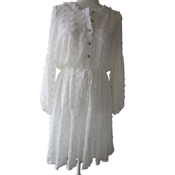 Blu Pepper Dresses & Skirts - Blu Pepper Womens Dress Swiss Dot Chiffon Lined‎ Button Front White M